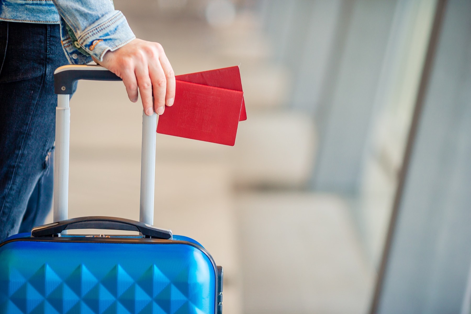 Traveller preparing for an international journey